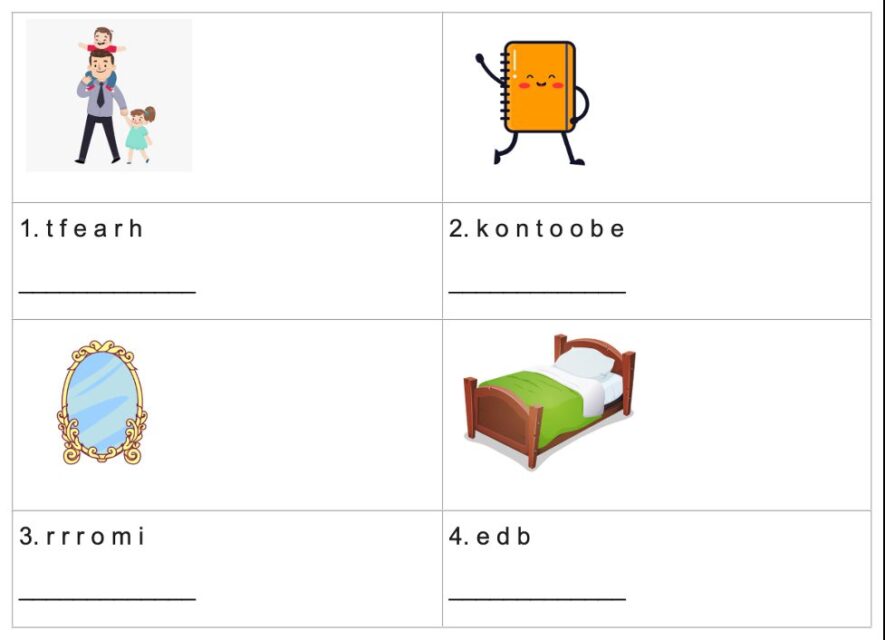 Look at the pictures and rearrange the letters