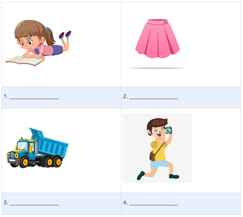 Đề thi tiếng Anh lớp 3 giữa học kì 2 viết từ theo tranh.