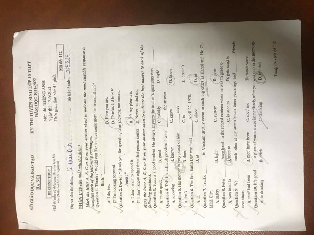 dap an de thi tuyen sinh lop 10 mon tieng anh ha noi nam 2021 112