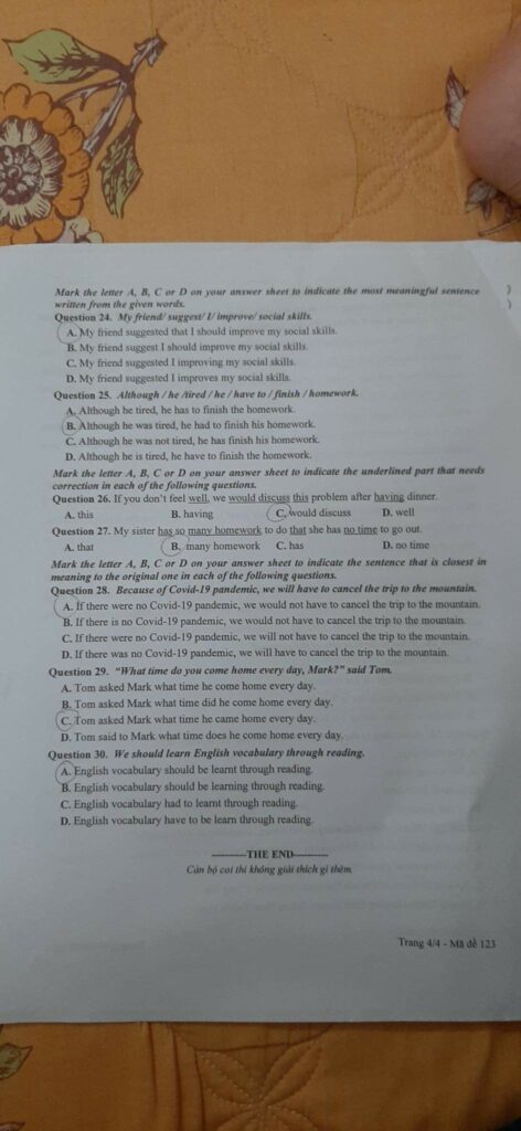 dap an de thi tuyen sinh lop 10 mon tieng anh ha noi nam 2021 123