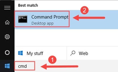 Bước 1: Vào Start, tìm RUN sau đó bạn gõ CMD để vào trình command line.