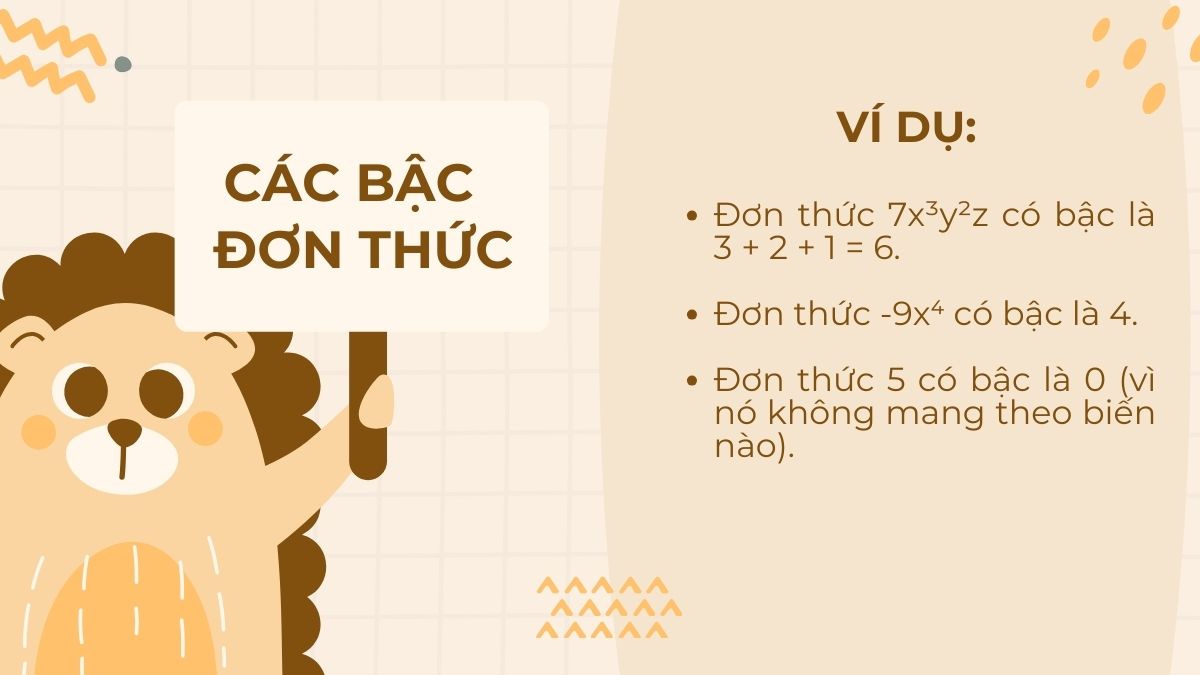 Các bậc của đơn thức là gì
