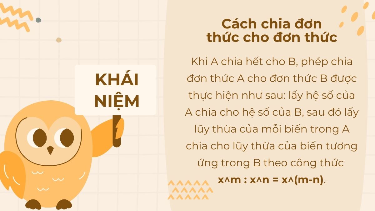 Cách chia đơn thức với đơn thức