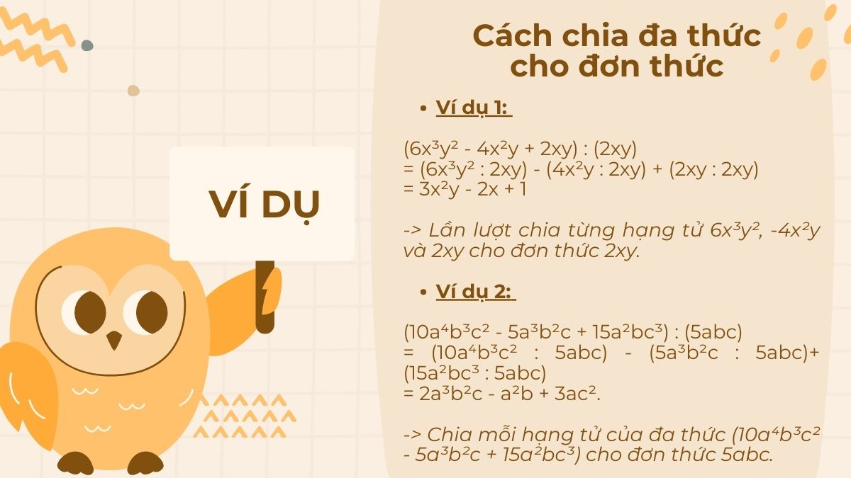 Cách chia đa thức cho đơn thức