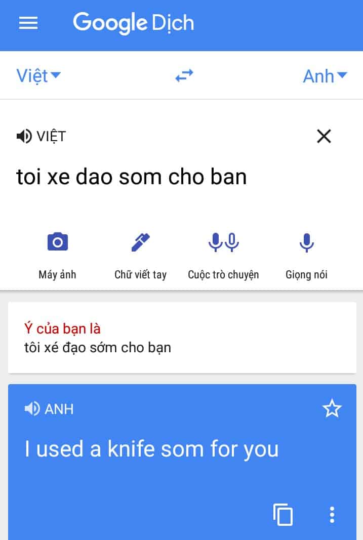 Vì sai chính tả tiếng Việt nên sau khi dịch sang nghĩa tiếng Anh khách hang đã sợ hãi và huỷ chuyến ngay