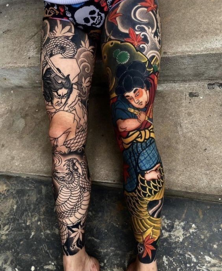 Xăm kín chân phong cách Nhật