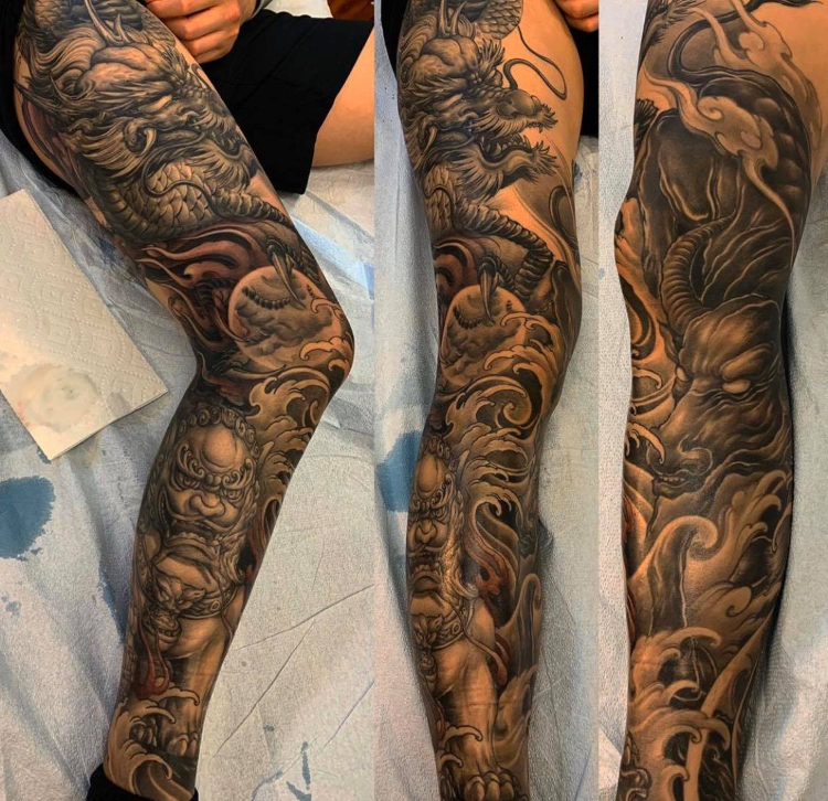 Hình xăm rồng kiểu 3D đẹp mắt