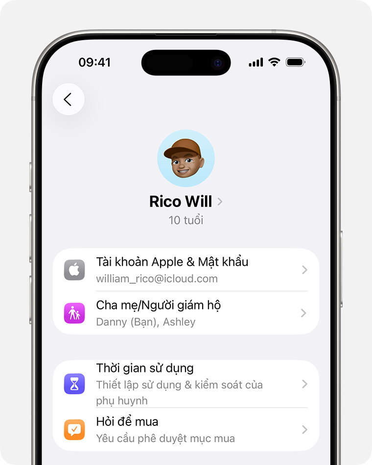 Sau khi chạm vào tên thành viên gia đình, mục Hỏi để mua sẽ được liệt kê ở phần thứ hai trên màn hình.