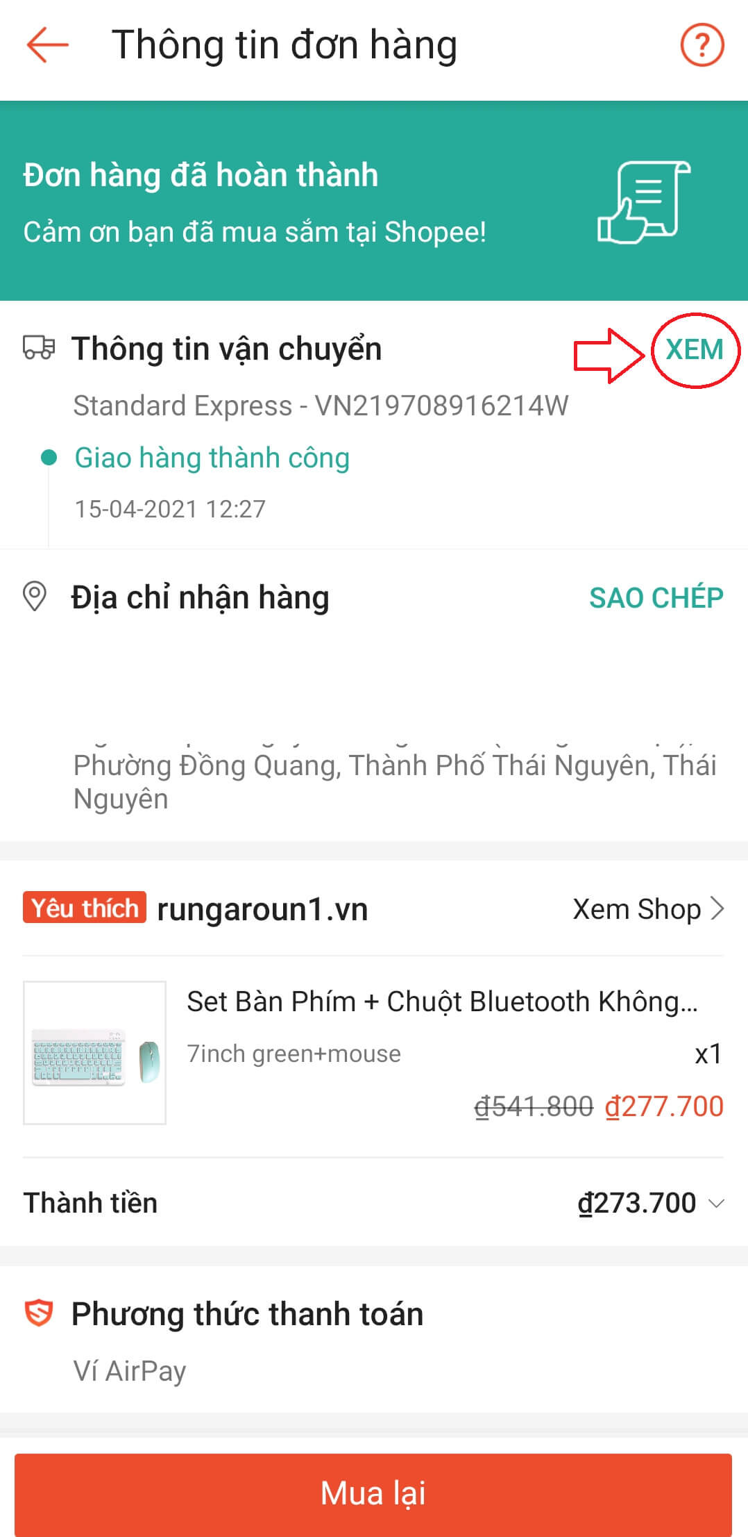 cách tra cứu vận đơn standard express