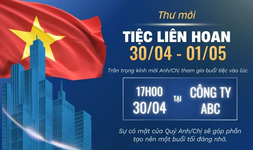 99+ ảnh mẫu mời tiệc liên hoan ngày lễ 30/4 1/5 đẹp nhất 2025