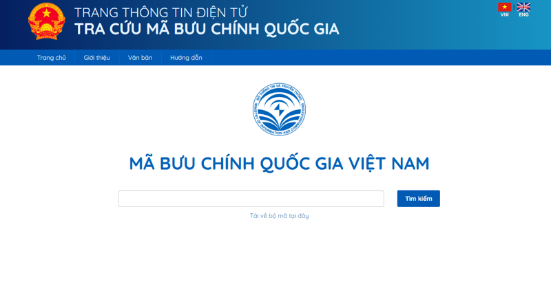 Truy cập vào website Mã bưu chính và gõ địa chỉ cần tra