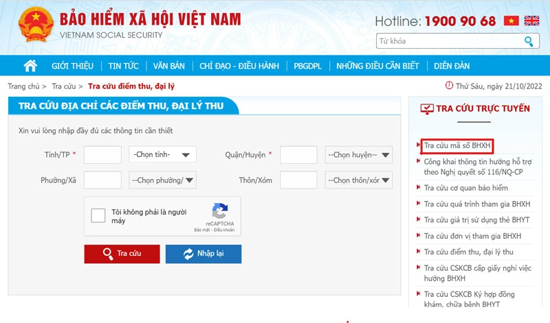 Bước 2, chọn tra cứu mã BHXH