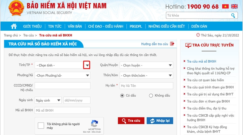 Bước 3, điền thông tin của người cần tra cứu