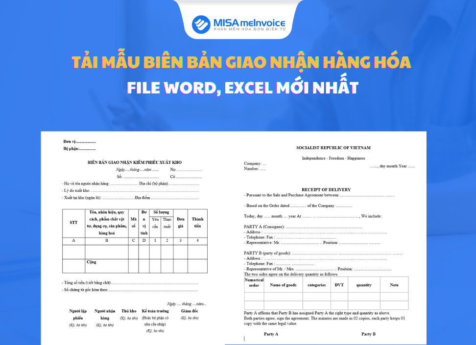biên bản giao nhận hàng hóa