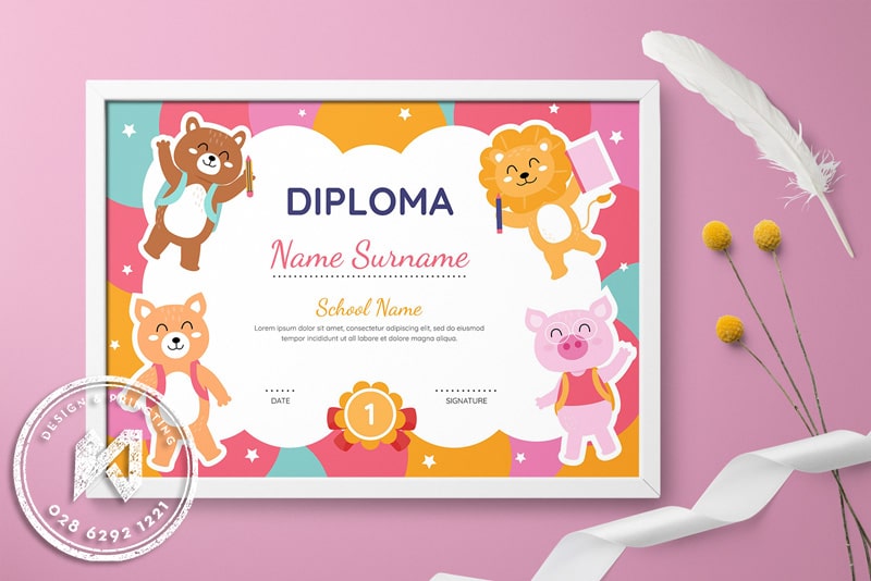 Kid Certificate - Giấy khen mẫu giáo với thế giới động vật ngộ nghĩnh