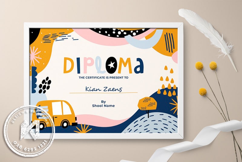 Thiết kế giấy khen mầm non dễ thương