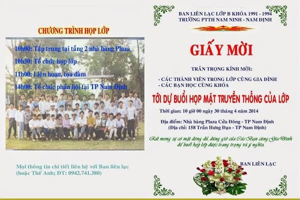 Những mẫu thiệp mời họp lớp đẹp, độc đáo, chất lượng