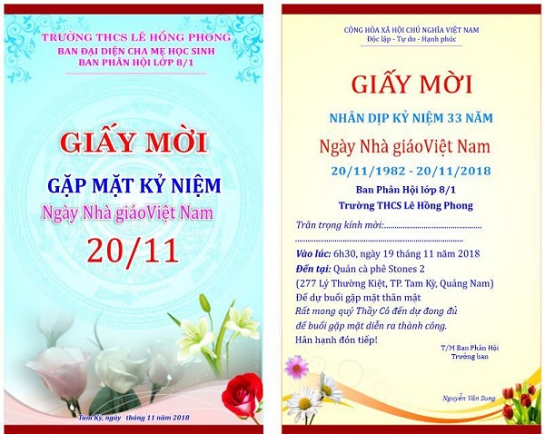 Những mẫu thiệp mời họp lớp đẹp, độc đáo, chất lượng