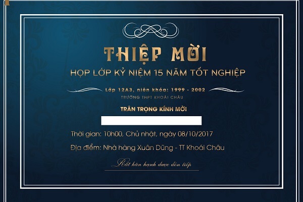 Những mẫu thiệp mời họp lớp đẹp, độc đáo, chất lượng
