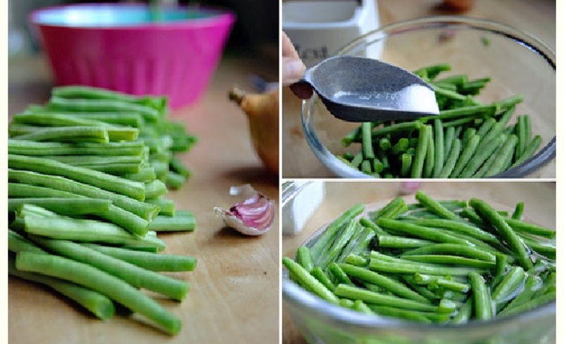 Đậu cove bẻ nhỏ và làm sạch