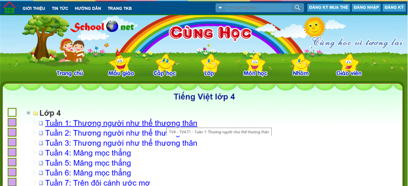 cunghoc.vn - Trang web học Tiếng Việt lớp 4 online hiệu quả cho bé