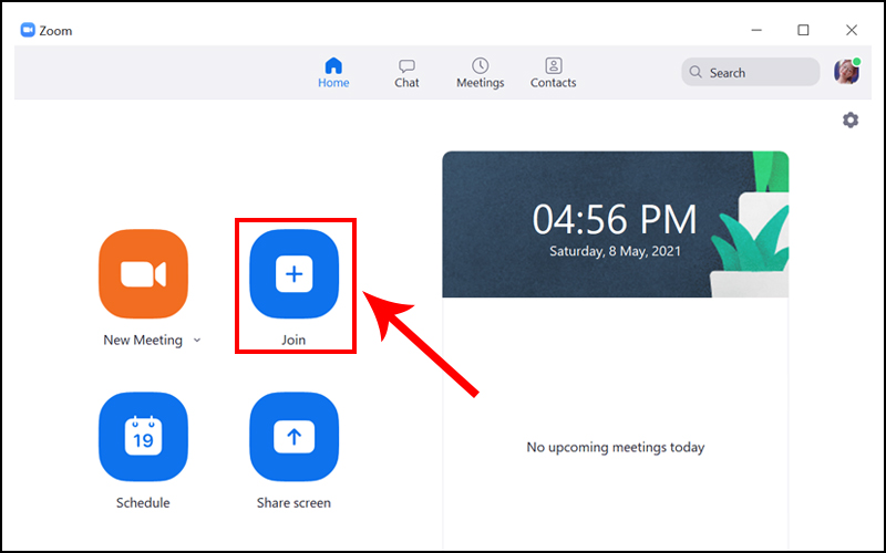 Chọn Join trên Zoom để truy cập vào phòng họp, phòng học trực tuyến đã được tạo