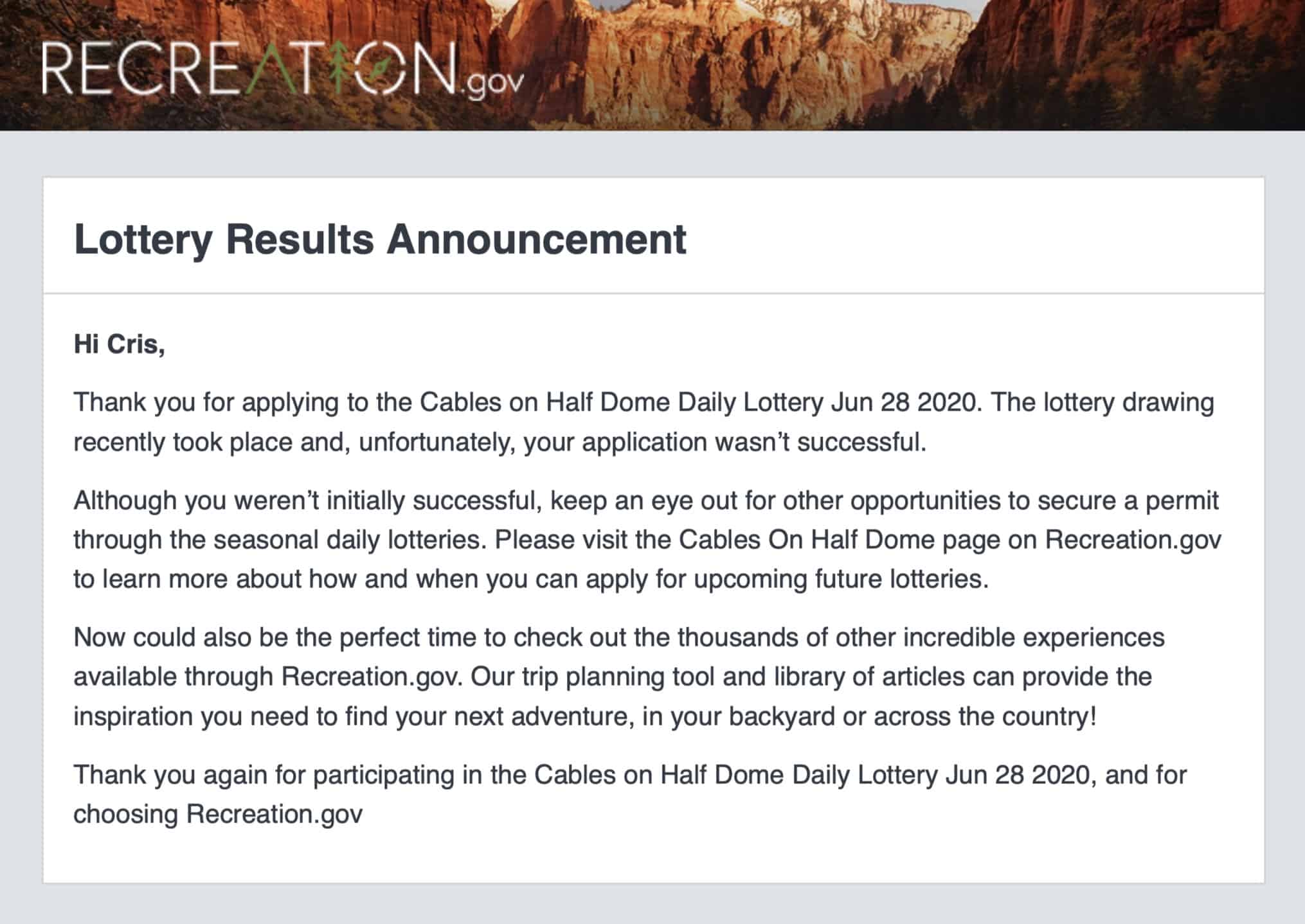 Half Dome Permit Rejected