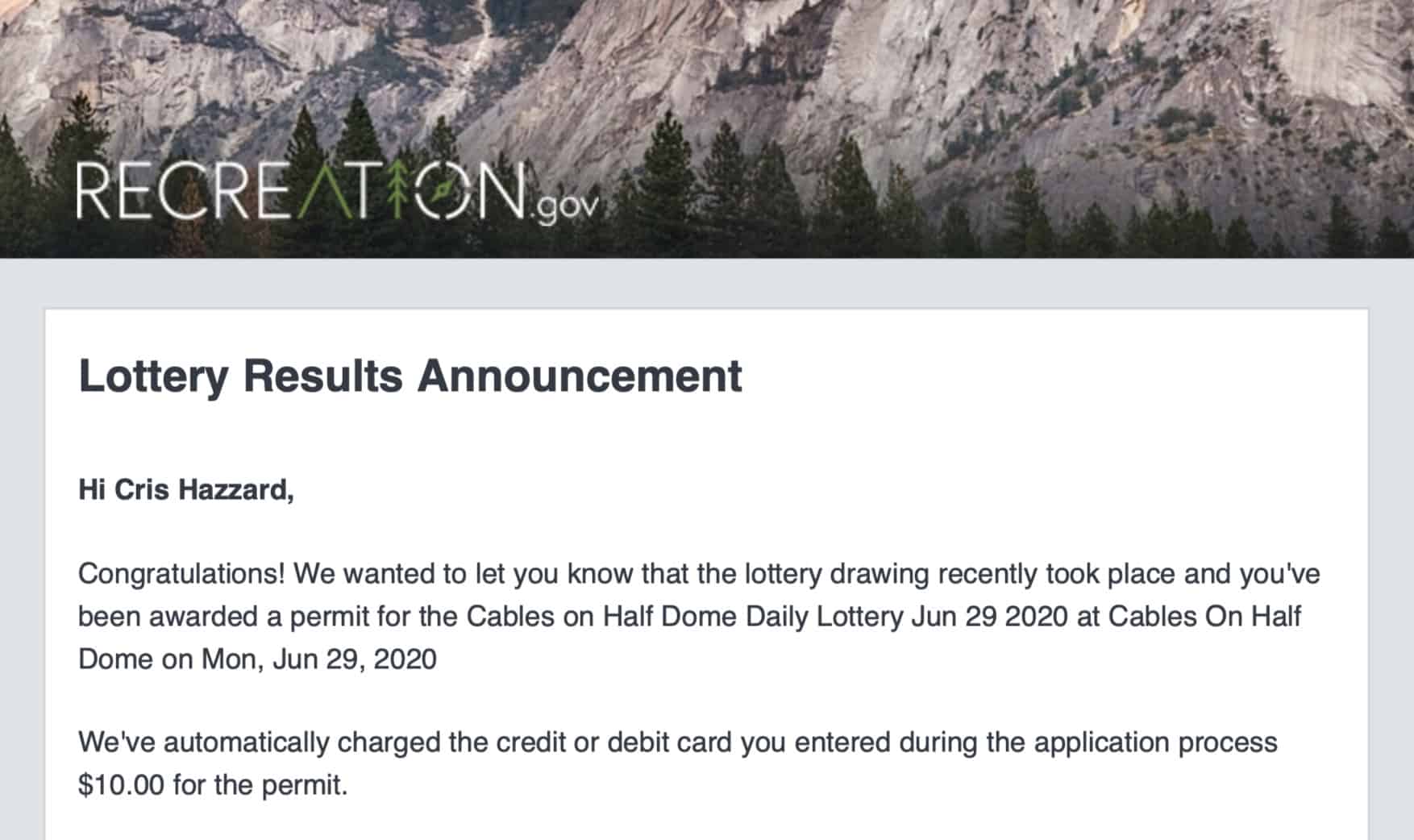 Succesful Lottery Permit 2