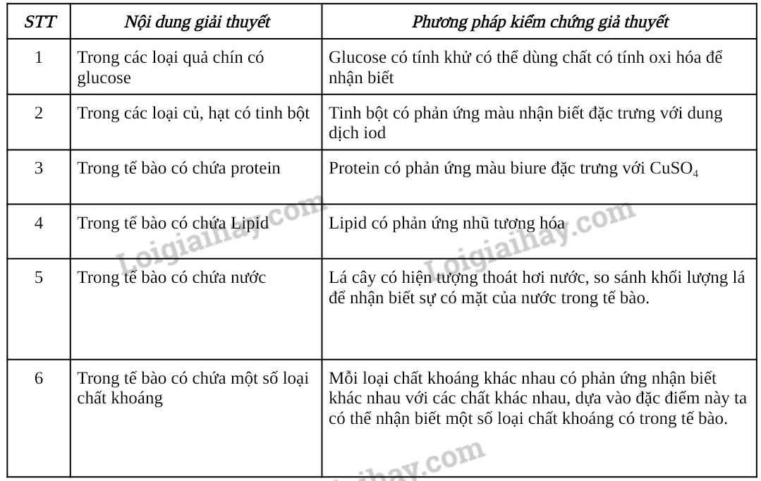 Bài 7. Thực hành: Xác định một sô thành phần hóa học của tế bào trang 33, 34, 35, 36 Sinh 10 Chân trời sáng tạo </>