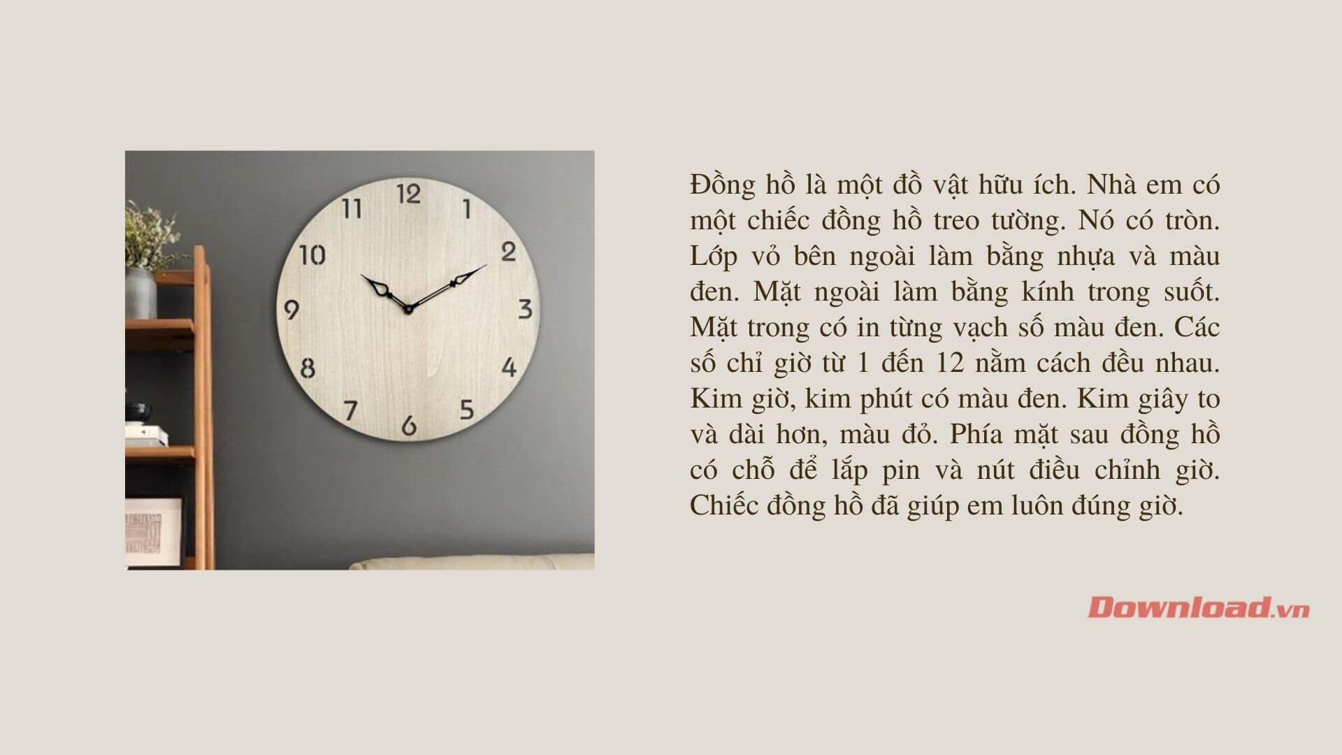 Tả chiếc đồng hồ