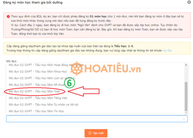 Hướng dẫn đăng ký học mô đun 4
