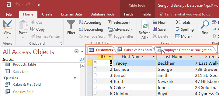 thành phần cơ sở access