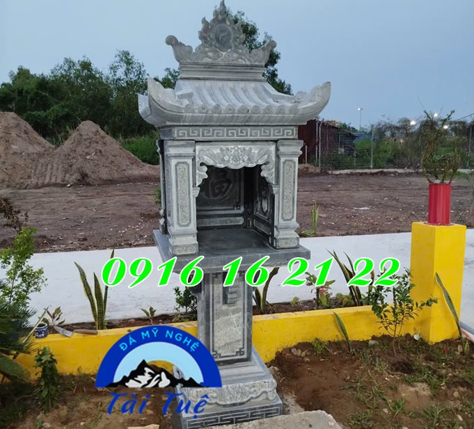 Mẫu cây hương thờ ngoài trời bằng đá môt mái