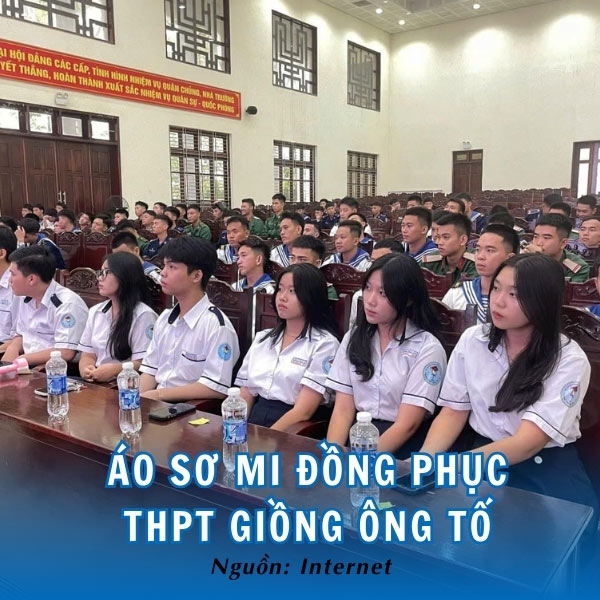 Áo đồng phục sơ mi Trường THPT Giồng Ông Tố trắng tinh khôi, thanh lịch