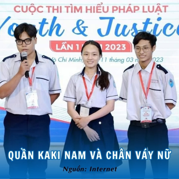 Quần kaki nam và chân váy nữ Trường THPT Giồng Ông Tố chỉn chu và lịch sự
