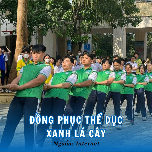 Đồng phục thể dục xanh lá cây Trường THPT Giồng Ông Tố hiện đại, đẹp mắt