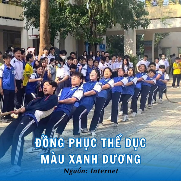 Đồng phục thể dục xanh dương Trường THPT Giồng Ông Tố thoải mái, năng động