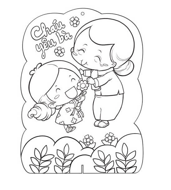 Tranh tô màu tặng bà 8/3