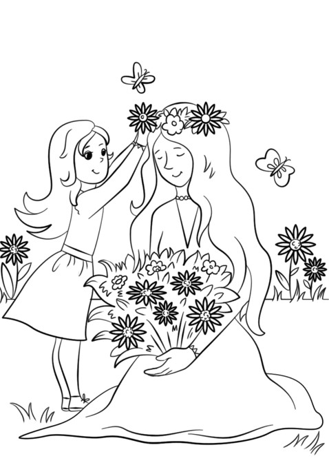 Tranh tô màu thiệp 8/3