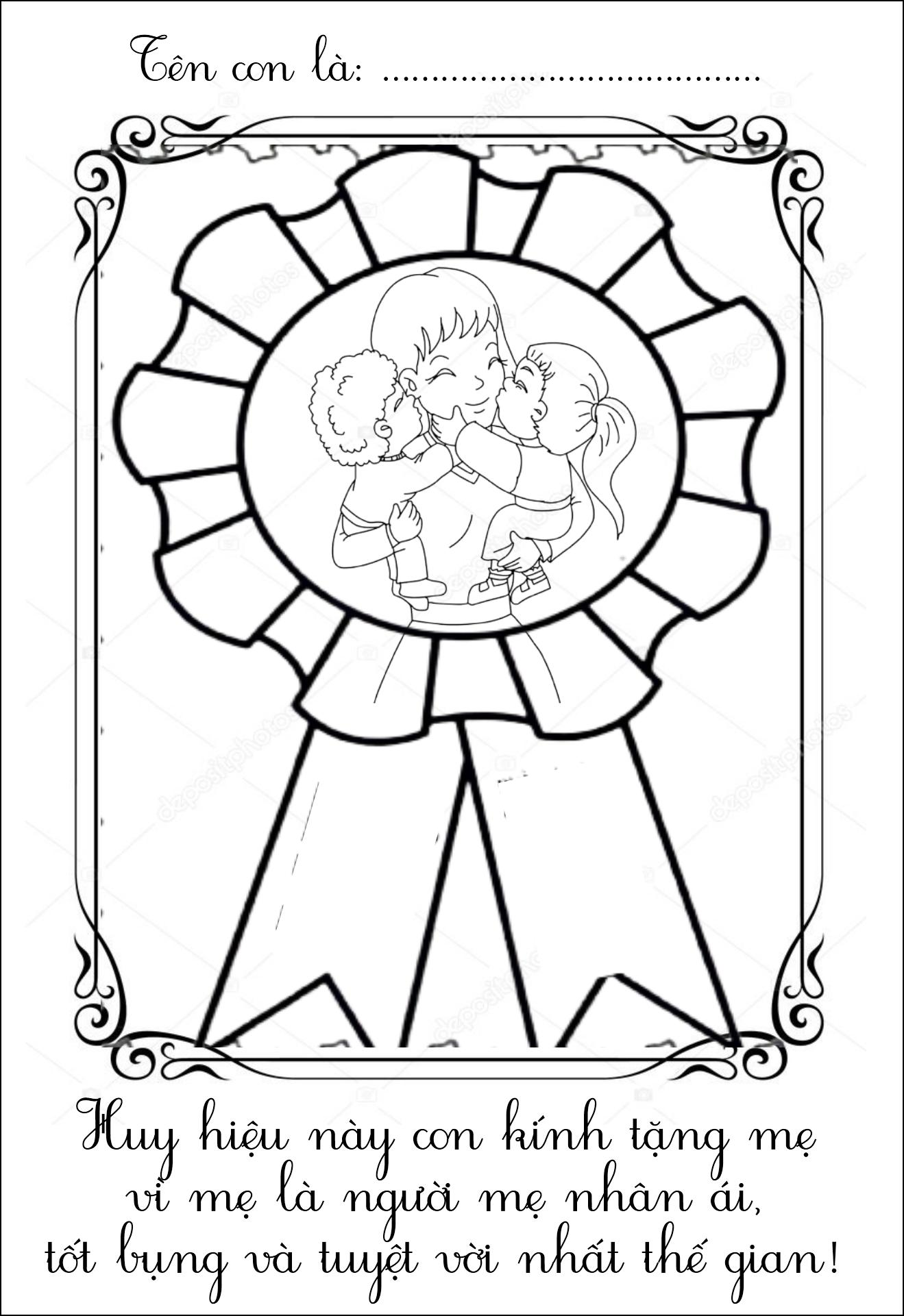 Tranh tô màu tặng mẹ ý nghĩa