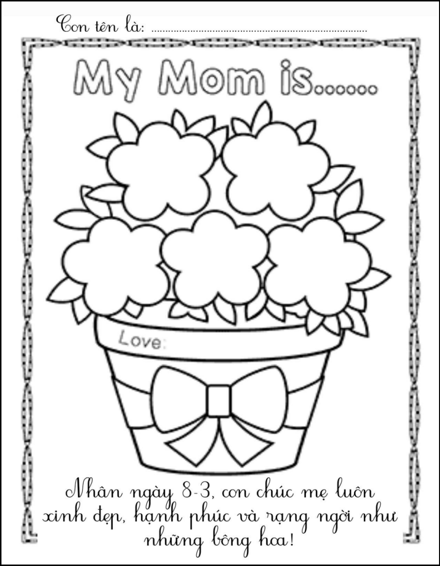 Tranh tô màu 8/3 tặng mẹ ý nghĩa nhất