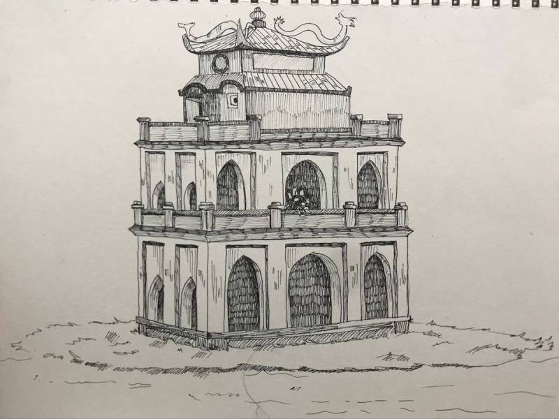 ảnh vẽ tranh di tích lịch sử Việt Nam phong cảnh