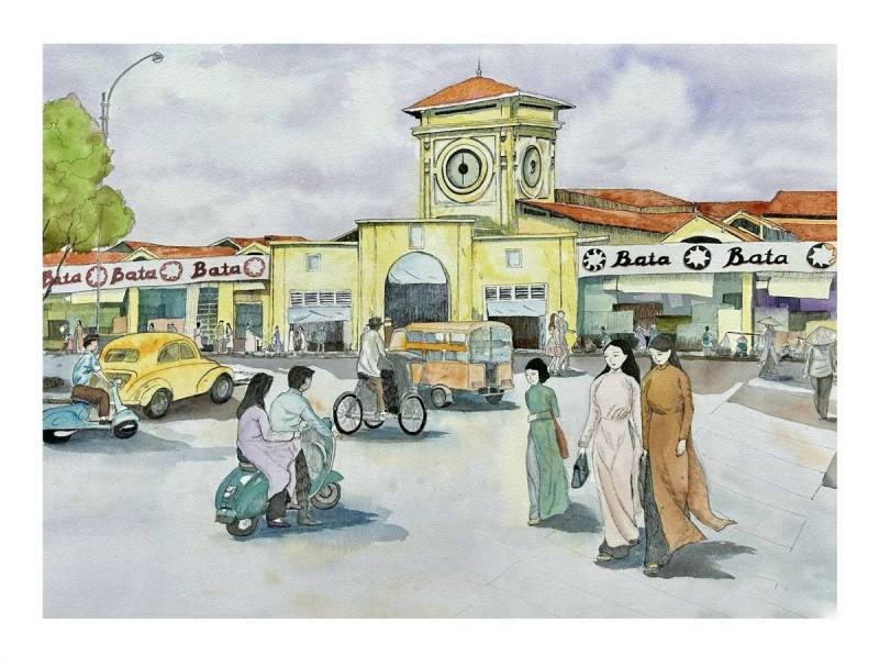 tranh vẽ di tích lịch sử Việt Nam nghệ thuật