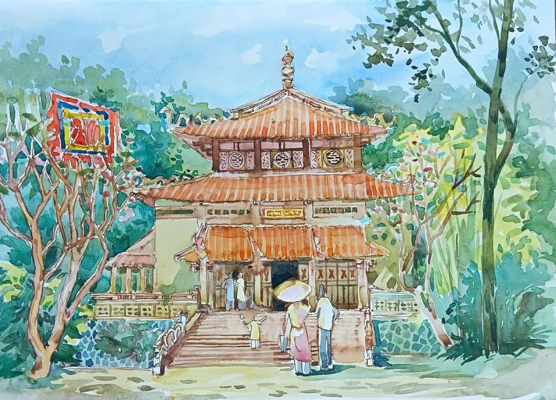 vẽ tranh di tích lịch sử Việt Nam sinh động