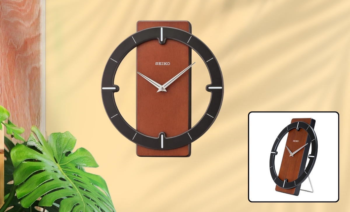 Đồng hồ treo tường Seiko QXH110BN bằng gỗ