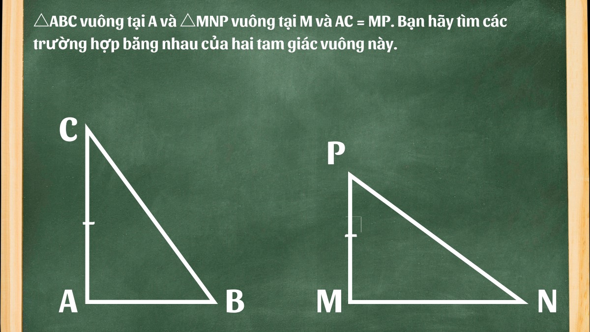 Một vài bài tập minh họa về tam giác vuông bằng nhau