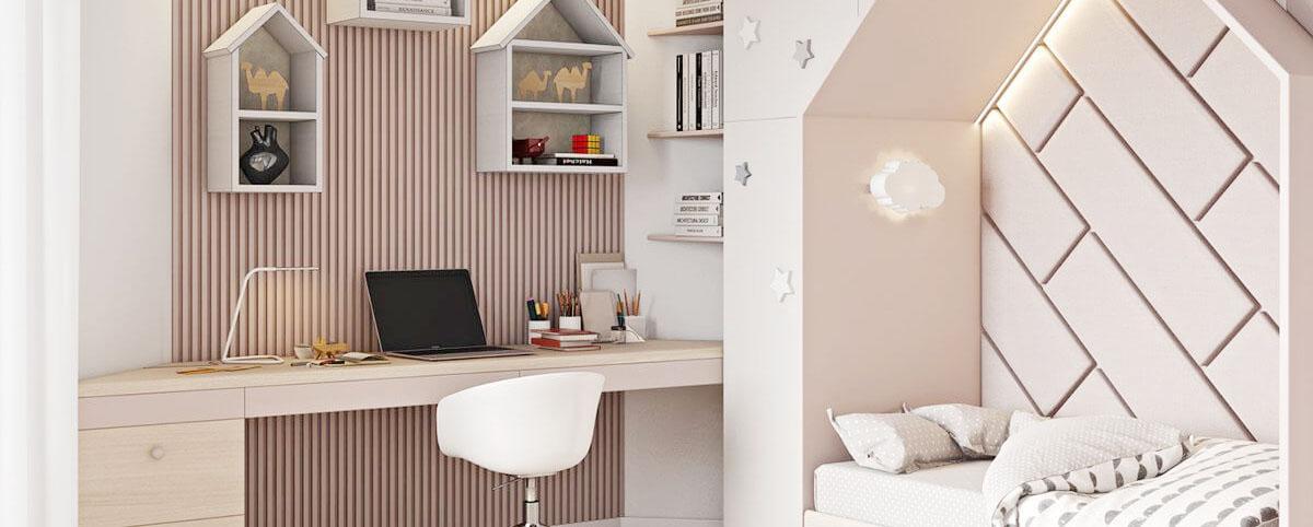 Mẫu decor góc học tập trong phòng ngủ bé gái (Nguồn: Sưu tầm)