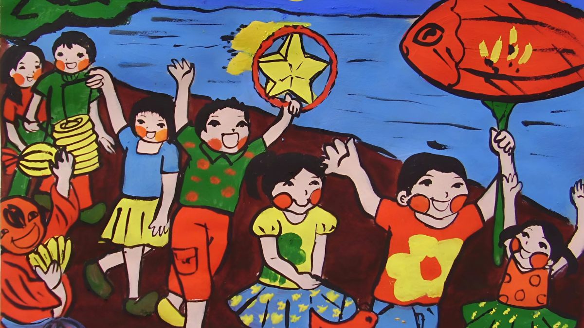 Vẽ tranh lễ hội Trung Thu ấn tượng đẹp mắt