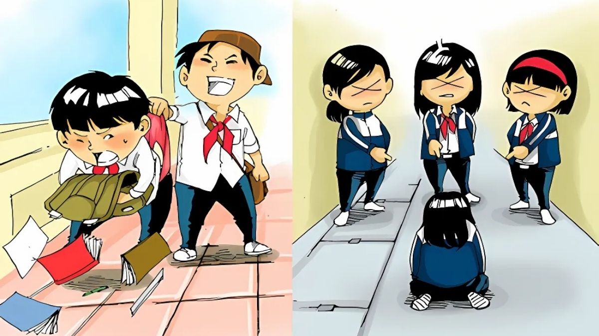 Hướng dẫn vẽ tranh bạo lực học đường bước 1