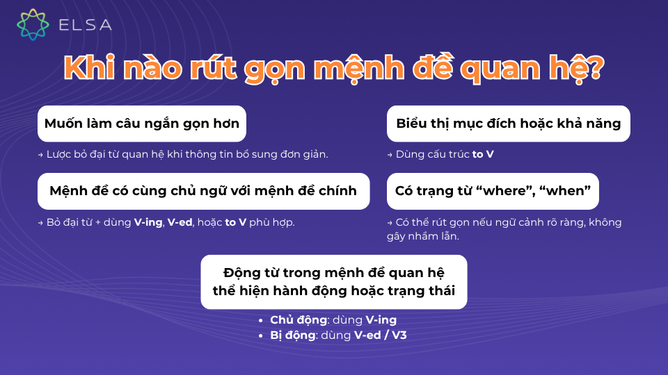 Khi nào rút gọn mệnh đề quan hệ?